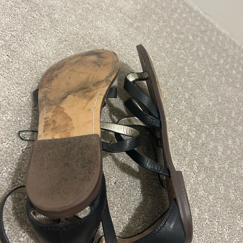 Sam Edelman Black Strappy Sandals with Gold Lining - Picture 3 of 4